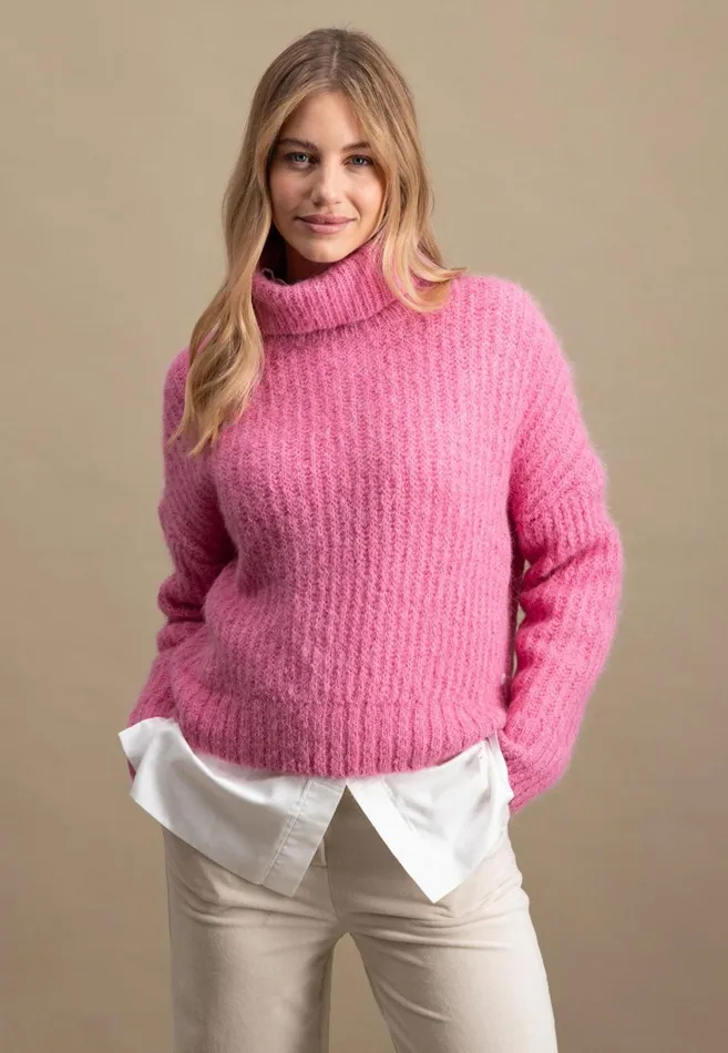 FYNCHHATTON Coarse Knitting Sweater Made Of Alpaca Wool Mix Winter Beigemilkelegant Pink Women Sweater