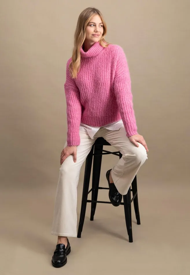 FYNCHHATTON Coarse Knitting Sweater Made Of Alpaca Wool Mix Winter Beigemilkelegant Pink Women Sweater