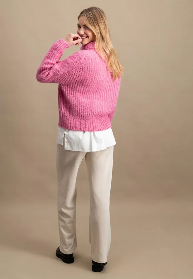 FYNCHHATTON Coarse Knitting Sweater Made Of Alpaca Wool Mix Winter Beigemilkelegant Pink Women Sweater