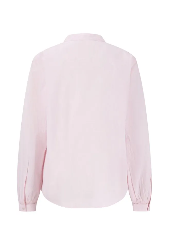 FYNCHHATTON Cotton Blouse With Round Neck Collar Fresh Roselight Blue Women Blouses