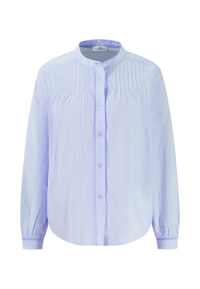 FYNCHHATTON Cotton Blouse With Round Neck Collar Fresh Roselight Blue Women Blouses