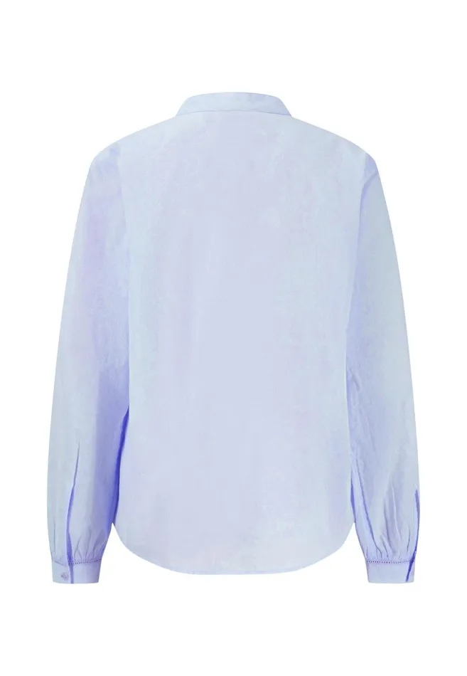 FYNCHHATTON Cotton Blouse With Round Neck Collar Fresh Roselight Blue Women Blouses
