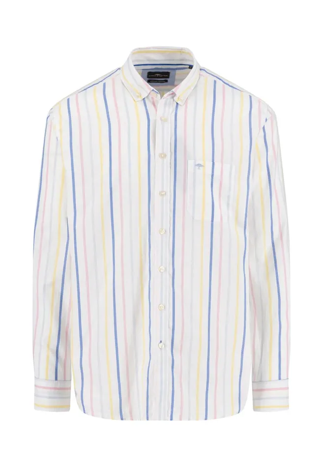 FYNCHHATTON Cotton Shirt With Colorful Stripes Vivid Yellowstrong Bluepee Men Shirts