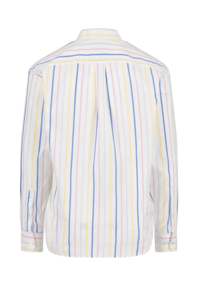 FYNCHHATTON Cotton Shirt With Colorful Stripes Vivid Yellowstrong Bluepee Men Shirts