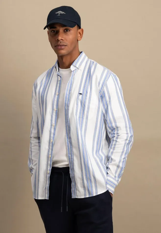 FYNCHHATTON Cotton Shirt With Colorful Stripes Vivid Yellowstrong Bluepee Men Shirts