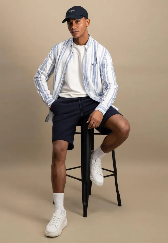 FYNCHHATTON Cotton Shirt With Colorful Stripes Vivid Yellowstrong Bluepee Men Shirts