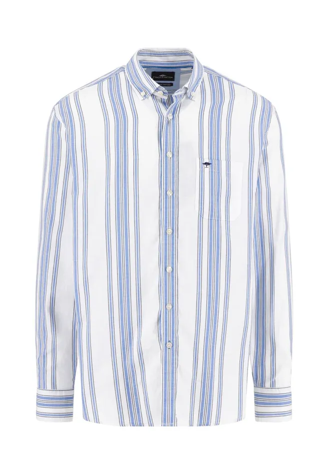 FYNCHHATTON Cotton Shirt With Colorful Stripes Vivid Yellowstrong Bluepee Men Shirts