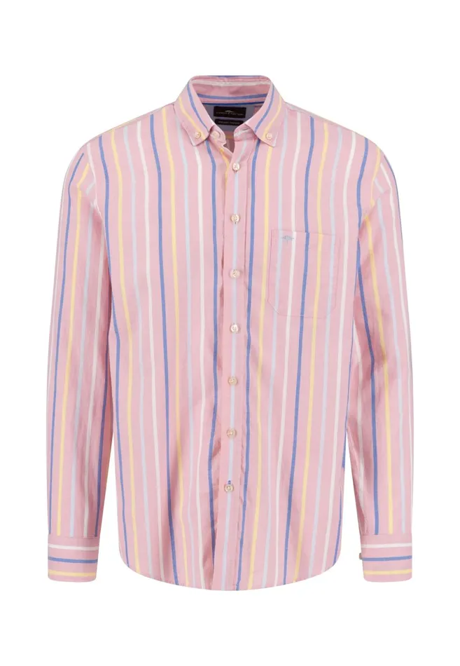 FYNCHHATTON Cotton Shirt With Colorful Stripes Vivid Yellowstrong Bluepee Men Shirts