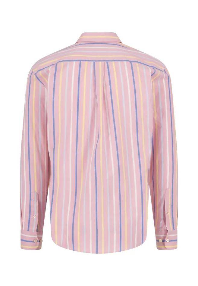 FYNCHHATTON Cotton Shirt With Colorful Stripes Vivid Yellowstrong Bluepee Men Shirts
