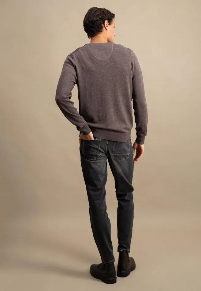 FYNCHHATTON Cotton Sweater With Vneckline Nightsteelazurenavyearthcharcoaltaupe Men Sweater