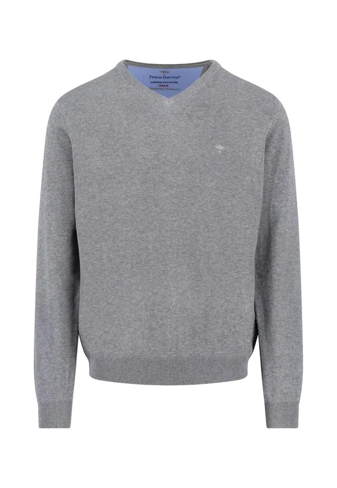 FYNCHHATTON Cotton Sweater With Vneckline Nightsteelazurenavyearthcharcoaltaupe Men Sweater