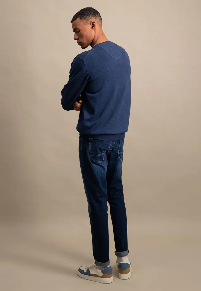 FYNCHHATTON Cotton Sweater With Vneckline Nightsteelazurenavyearthcharcoaltaupe Men Sweater