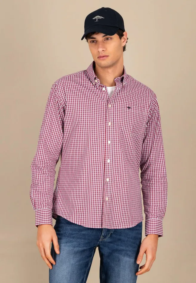 FYNCHHATTON Fine Careered Shirt Made Of 100 Cotton Poppy Redstrong Blue Men Shirts