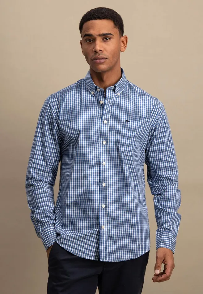 FYNCHHATTON Fine Careered Shirt Made Of 100 Cotton Poppy Redstrong Blue Men Shirts
