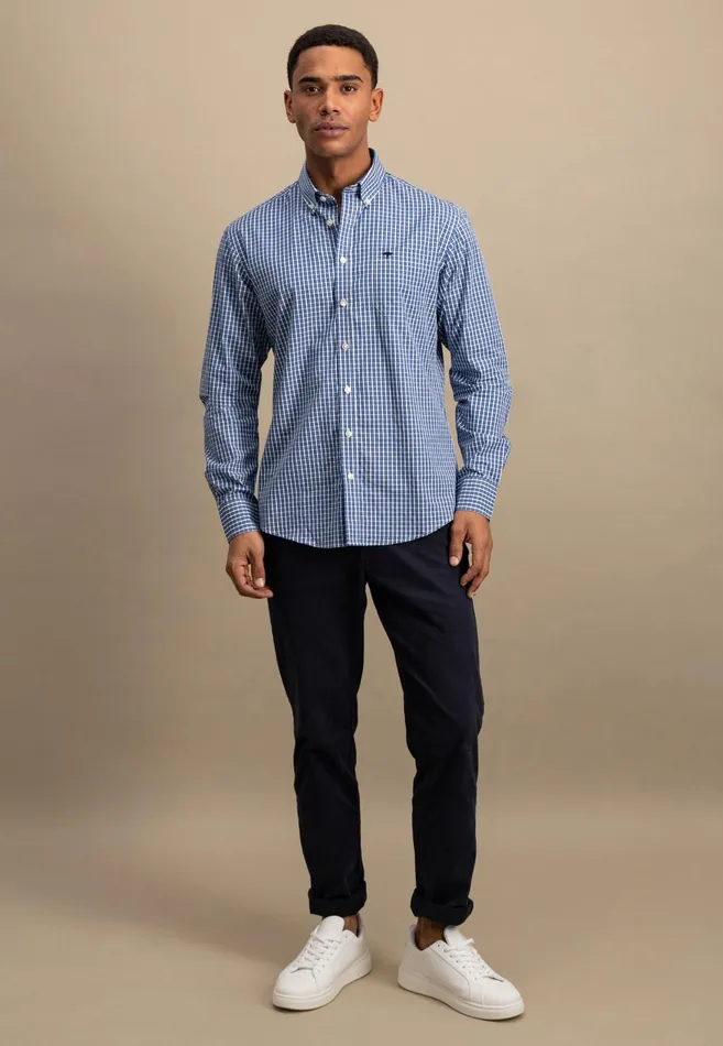 FYNCHHATTON Fine Careered Shirt Made Of 100 Cotton Poppy Redstrong Blue Men Shirts