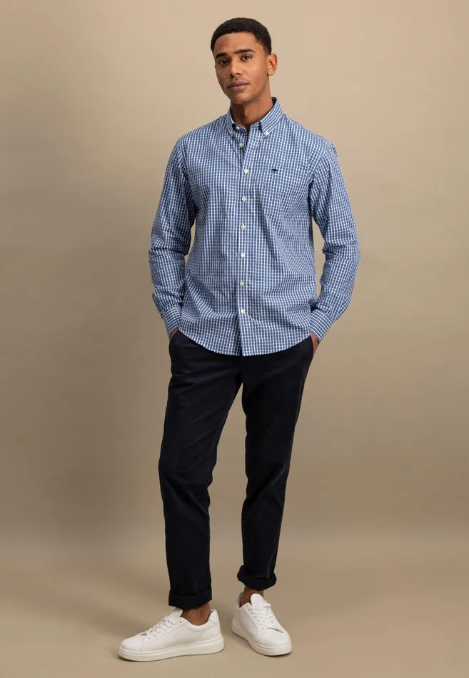 FYNCHHATTON Fine Careered Shirt Made Of 100 Cotton Poppy Redstrong Blue Men Shirts