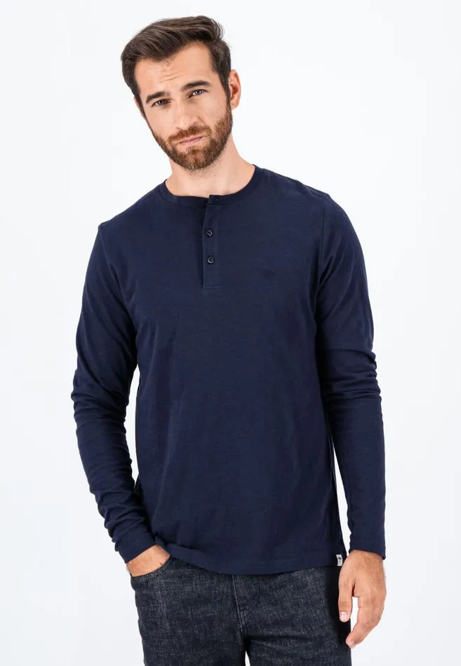 FYNCHHATTON Henley Shirt Made Of Cotton Navywhite Men Sale