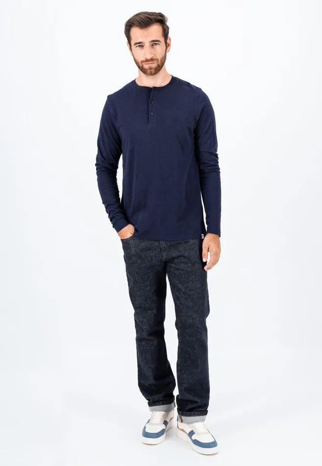 FYNCHHATTON Henley Shirt Made Of Cotton Navywhite Men Sale