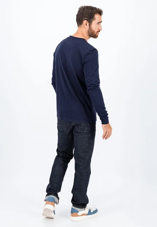 FYNCHHATTON Henley Shirt Made Of Cotton Navywhite Men Sale