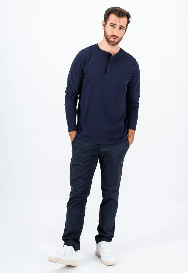 FYNCHHATTON Henley Shirt Made Of Cotton Navywhite Men Sale