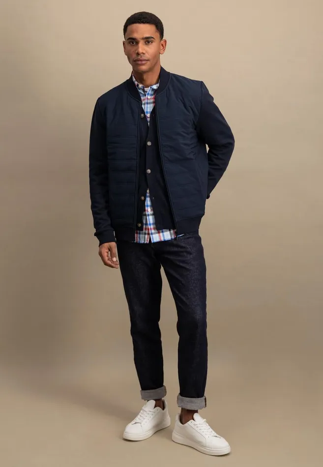 FYNCHHATTON Hybrid Jacket With A Stand up Collar Navy Men Sweat