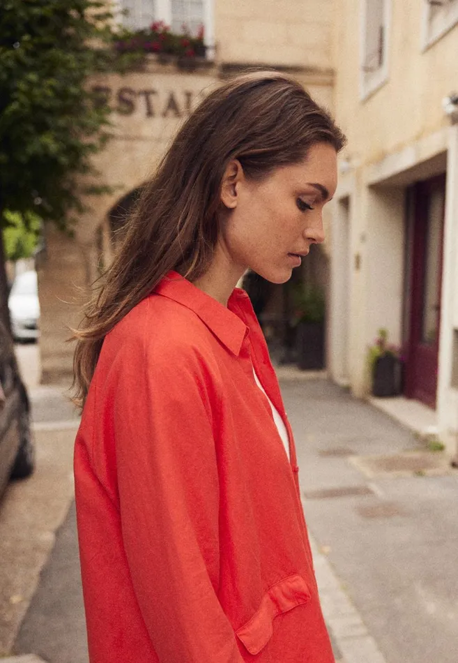 FYNCHHATTON Jacket Made Of Linen Mix And Caps Collar Summer Redlight Blue Women Jack
