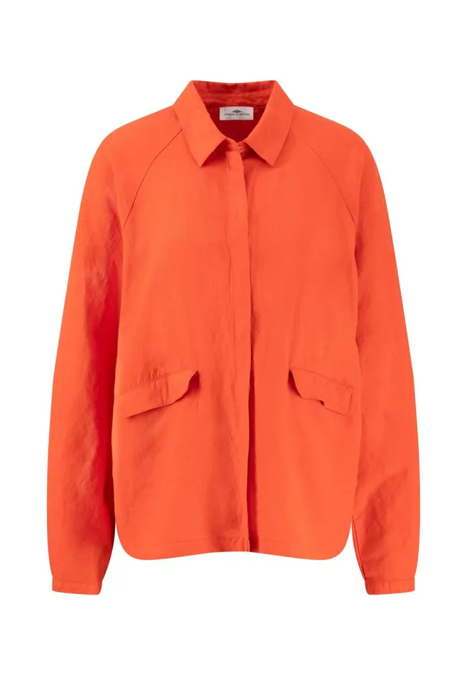 FYNCHHATTON Jacket Made Of Linen Mix And Caps Collar Summer Redlight Blue Women Jack