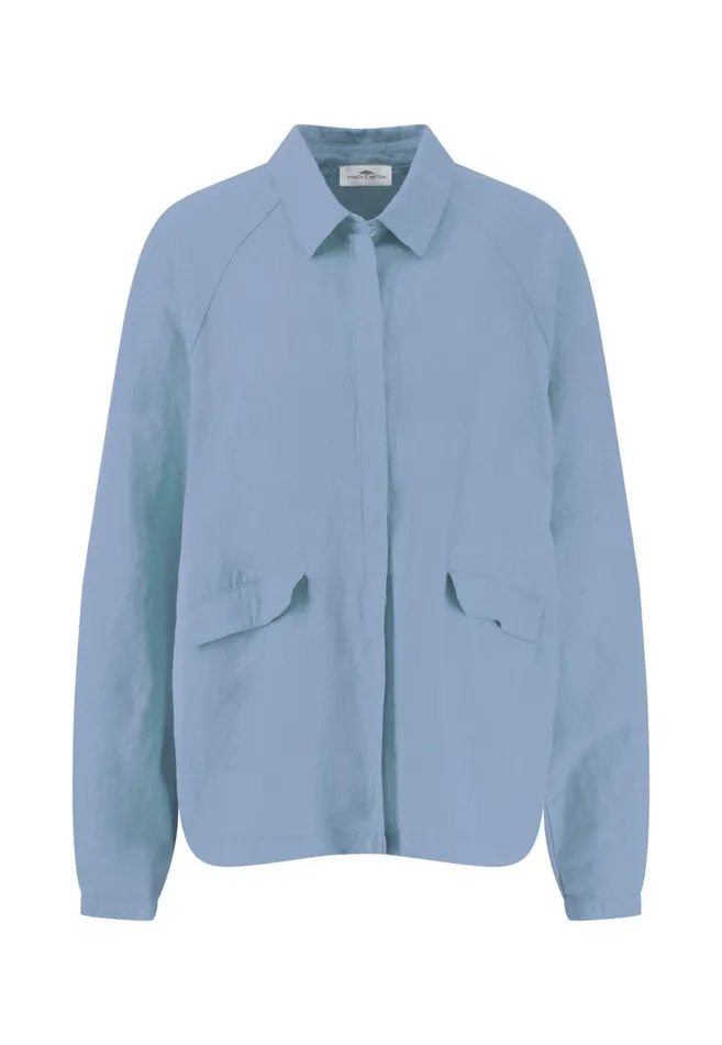 FYNCHHATTON Jacket Made Of Linen Mix And Caps Collar Summer Redlight Blue Women Jack