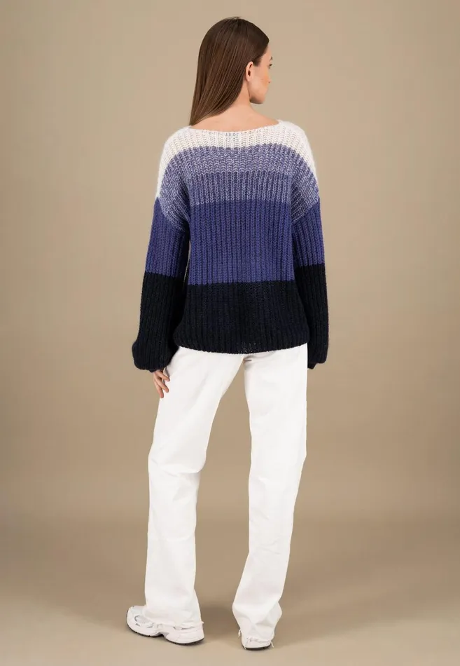 FYNCHHATTON Knitting Sweater Made Of Soft Mohair Wool Mix Milkblue Purple Women Sweater