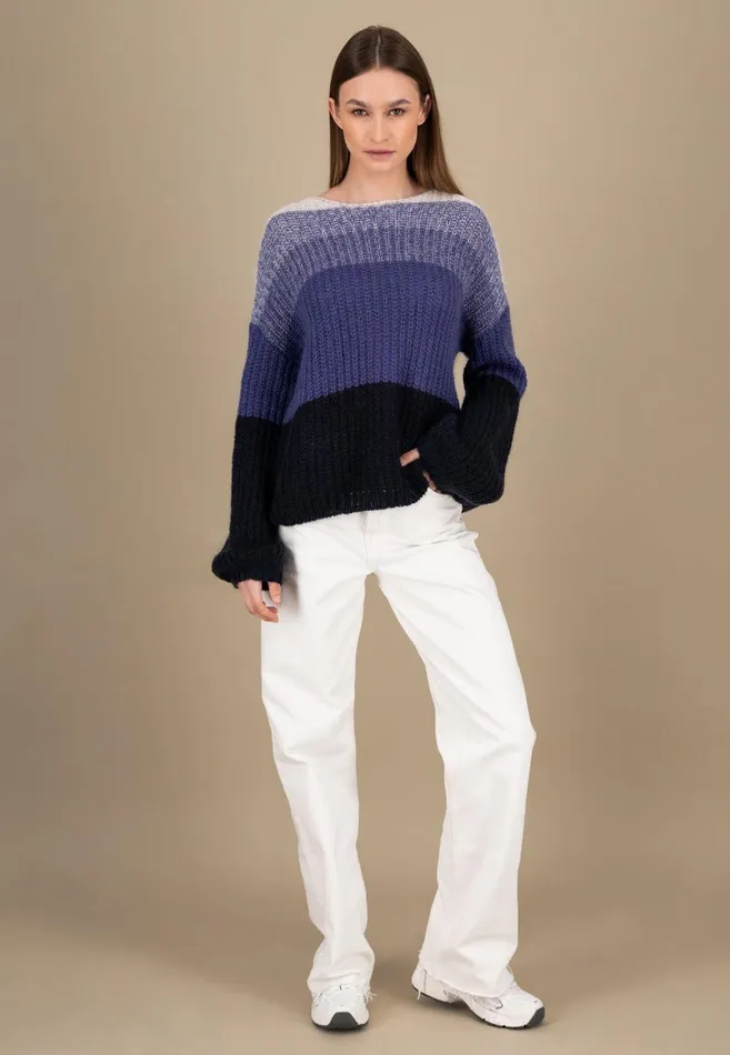 FYNCHHATTON Knitting Sweater Made Of Soft Mohair Wool Mix Milkblue Purple Women Sweater