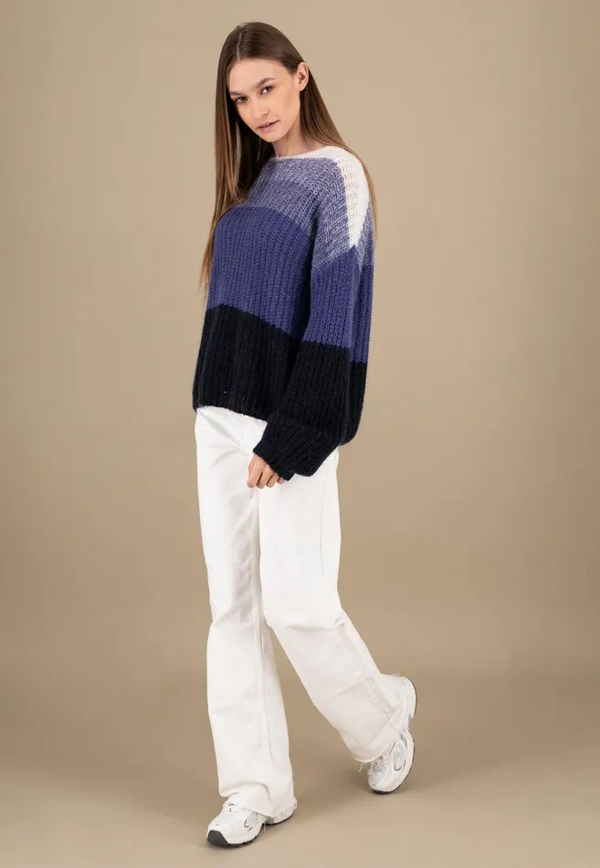 FYNCHHATTON Knitting Sweater Made Of Soft Mohair Wool Mix Milkblue Purple Women Sweater