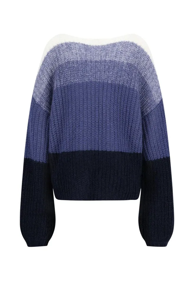 FYNCHHATTON Knitting Sweater Made Of Soft Mohair Wool Mix Milkblue Purple Women Sweater