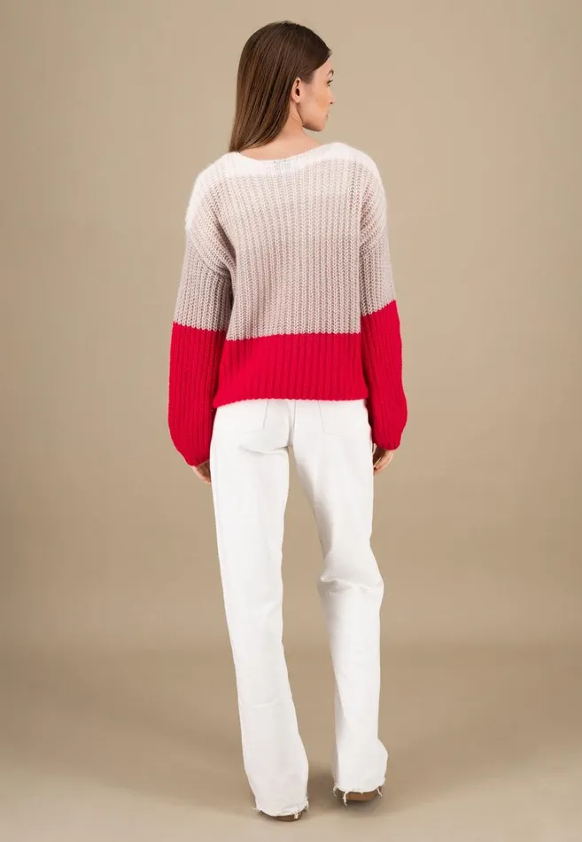 FYNCHHATTON Knitting Sweater Made Of Soft Mohair Wool Mix Milkblue Purple Women Sweater