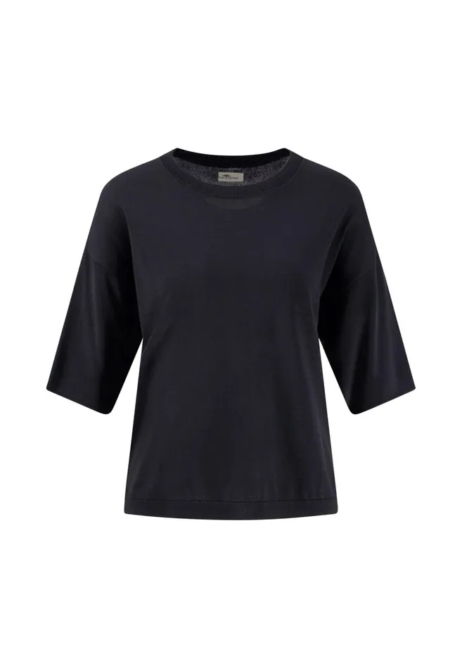 FYNCHHATTON Knitting Sweater With A Round Neckline Black Women Sweater