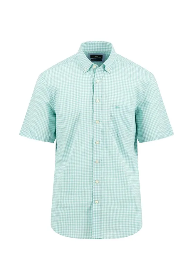 FYNCHHATTON Light Halbar Shirt With VichyKaros Lagoonvibrant Bluedusty Lavender Men Shirts