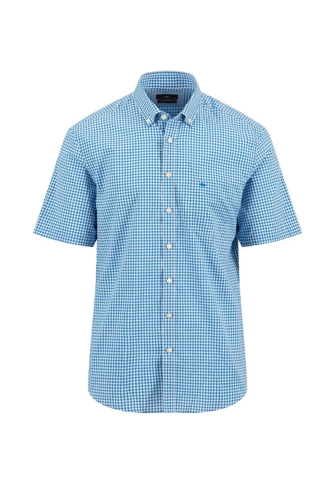 FYNCHHATTON Light Halbar Shirt With VichyKaros Lagoonvibrant Bluedusty Lavender Men Shirts