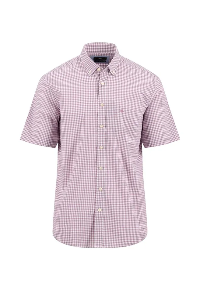 FYNCHHATTON Light Halbar Shirt With VichyKaros Lagoonvibrant Bluedusty Lavender Men Shirts
