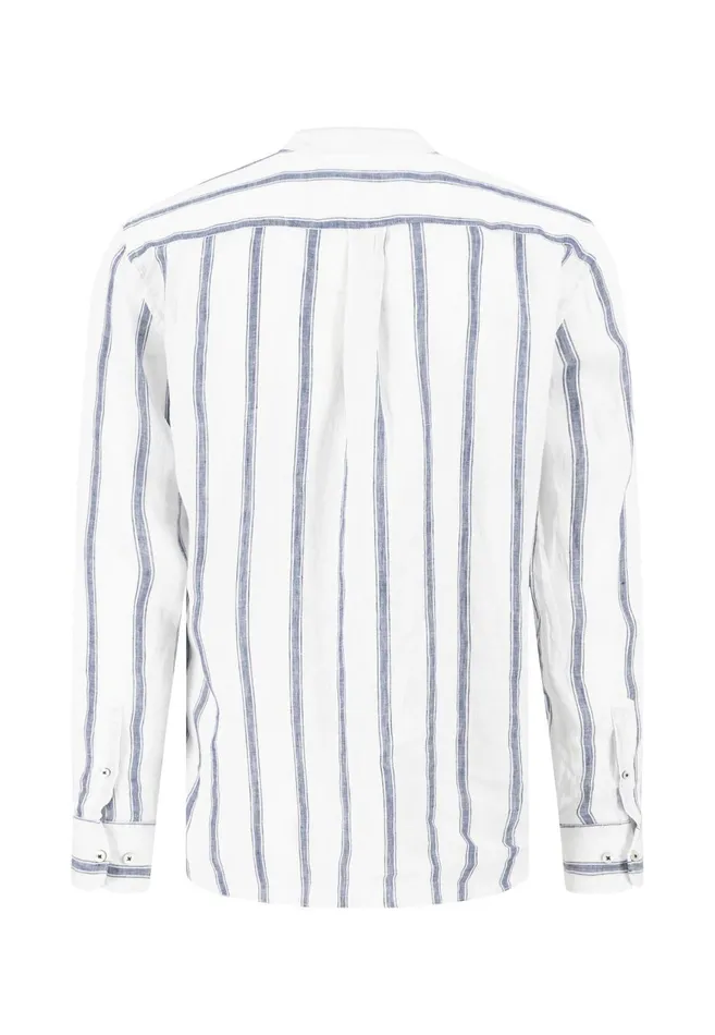 FYNCHHATTON Light Linen Shirt With Stand up Collar And Subtle Stripes Whitesummer Breeze Men Sale FYNCHHATTON Light Linen Shirt With Stand up Collar And Subtle Stripes Whitesummer Breeze Men Sale