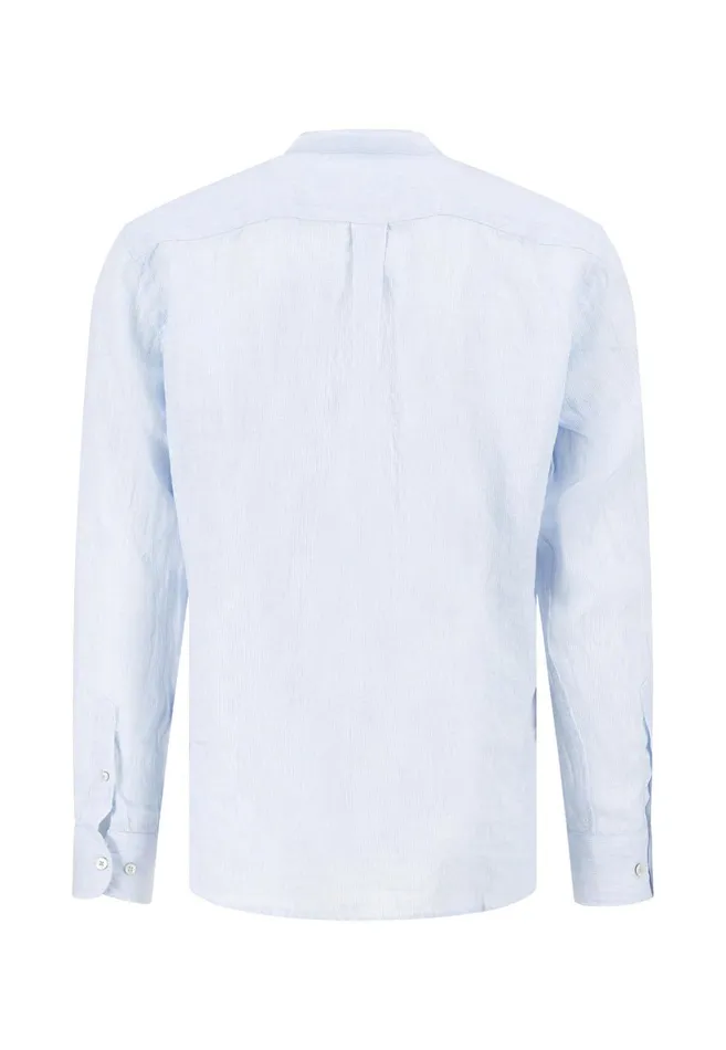 FYNCHHATTON Light Linen Shirt With Stand up Collar And Subtle Stripes Whitesummer Breeze Men Sale FYNCHHATTON Light Linen Shirt With Stand up Collar And Subtle Stripes Whitesummer Breeze Men Sale