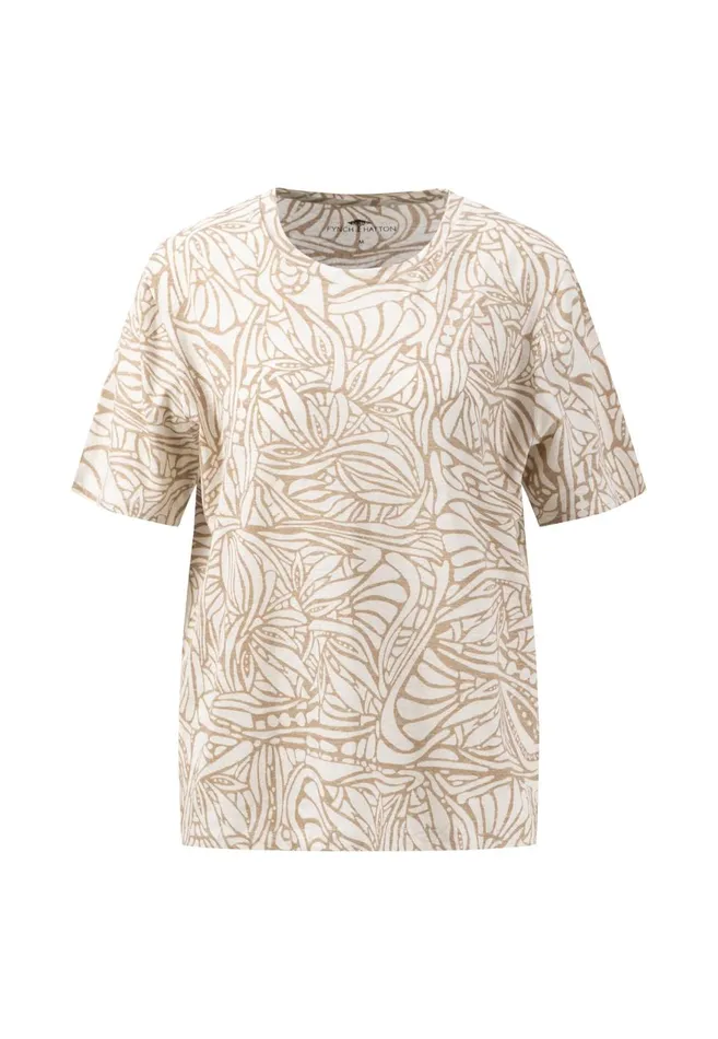 FYNCHHATTON Light Shirt Made Of Linen Mix Safari Beigereed Green Women Tshirts FYNCHHATTON Light Shirt Made Of Linen Mix Safari Beigereed Green Women Tshirts
