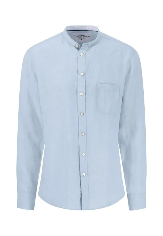 FYNCHHATTON Linen Shirt With A Stand up Collar Summer Breezenavyolivewhitesandblack Men Shirts