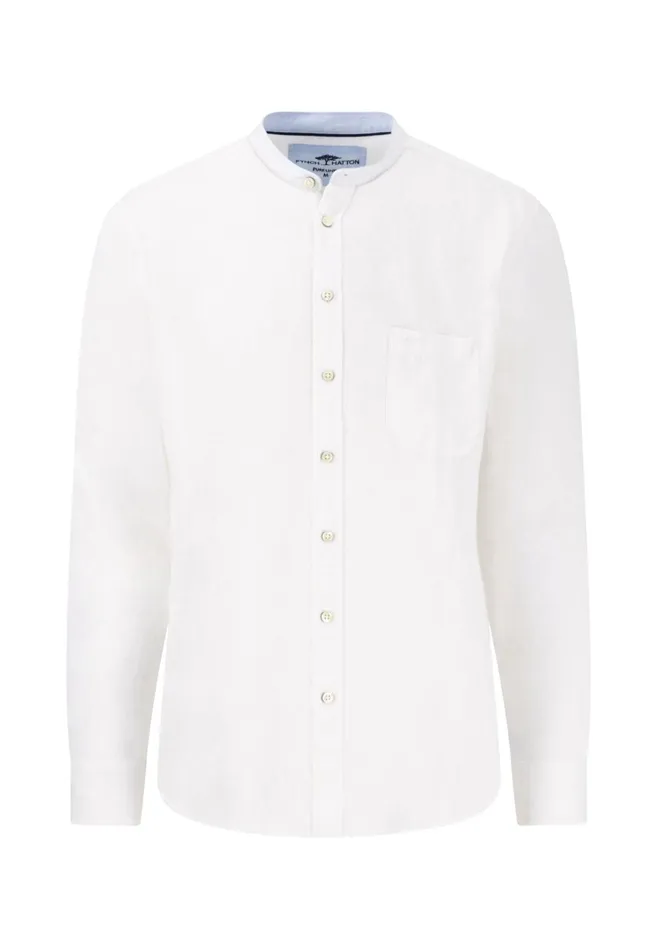 FYNCHHATTON Linen Shirt With A Stand up Collar Summer Breezenavyolivewhitesandblack Men Shirts