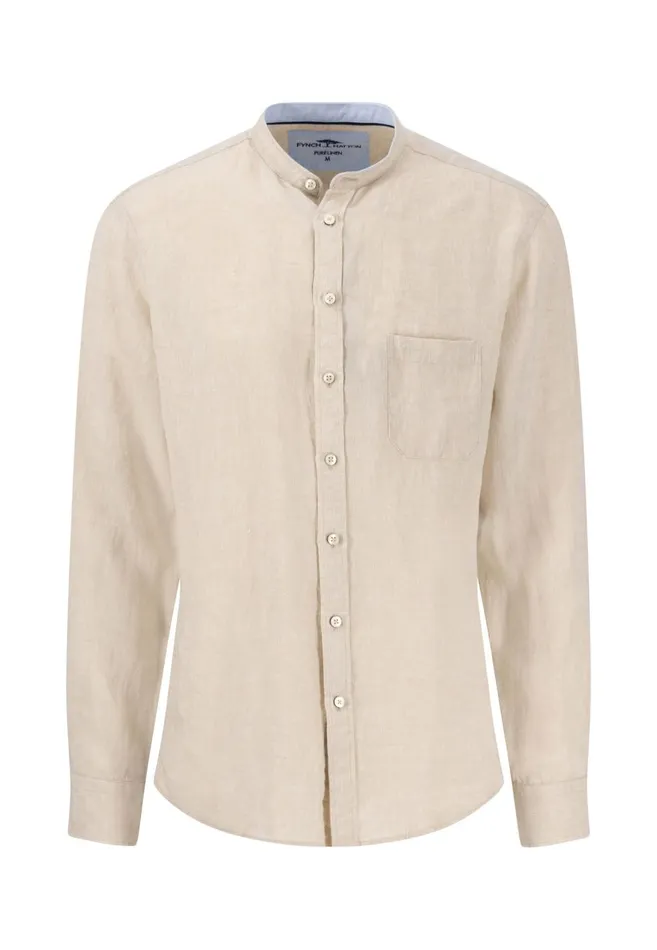 FYNCHHATTON Linen Shirt With A Stand up Collar Summer Breezenavyolivewhitesandblack Men Shirts