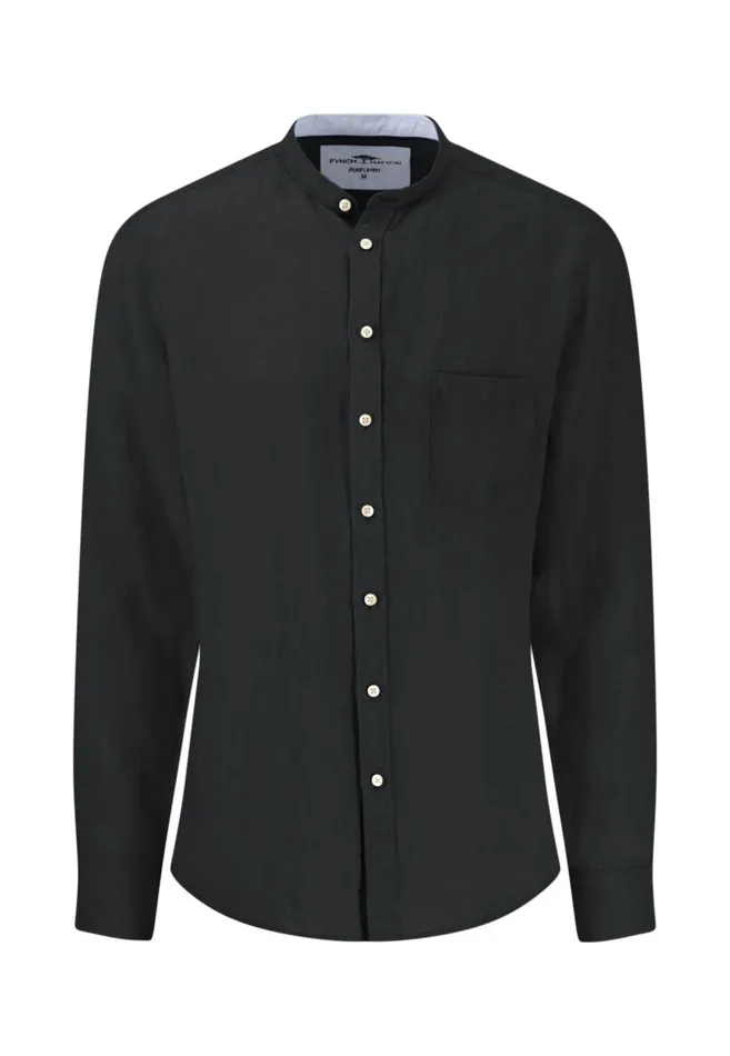 FYNCHHATTON Linen Shirt With A Stand up Collar Summer Breezenavyolivewhitesandblack Men Shirts