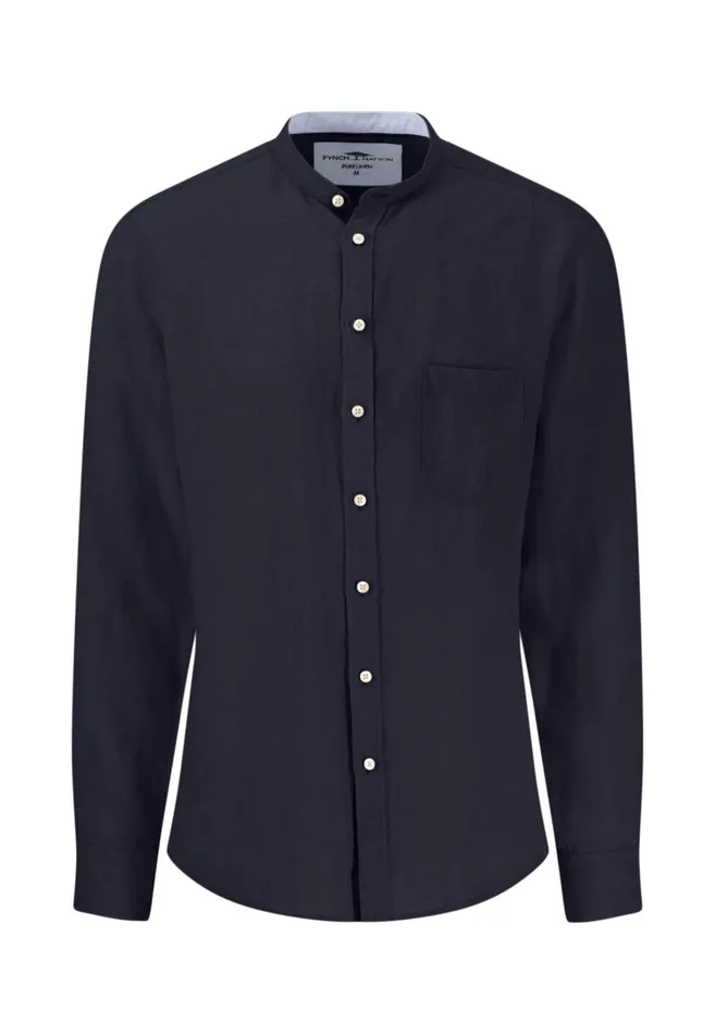 FYNCHHATTON Linen Shirt With A Stand up Collar Summer Breezenavyolivewhitesandblack Men Shirts