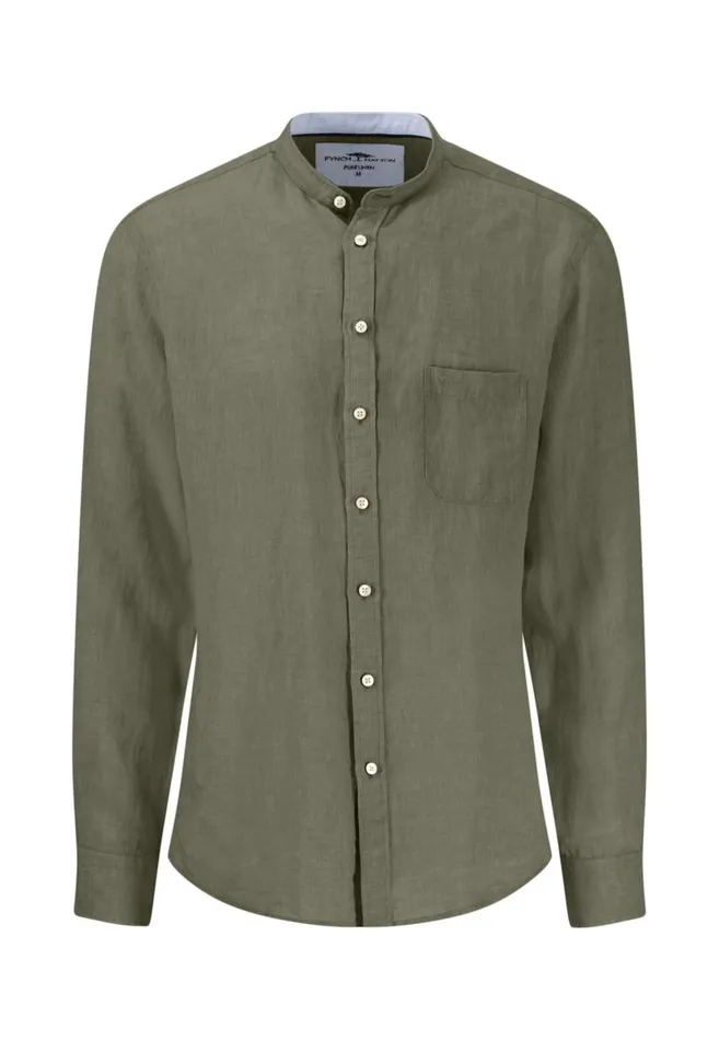 FYNCHHATTON Linen Shirt With A Stand up Collar Summer Breezenavyolivewhitesandblack Men Shirts