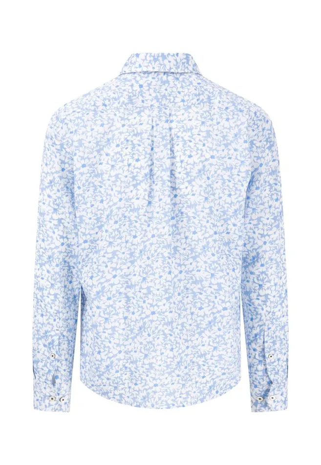 FYNCHHATTON Linen Shirt With Botanical Pattern Summer Breezenavywhitesand Men Shirts