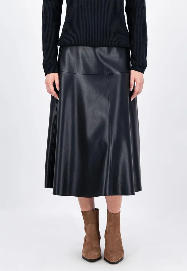 FYNCHHATTON Midi Skirt In Leather Look Black Women Skirts