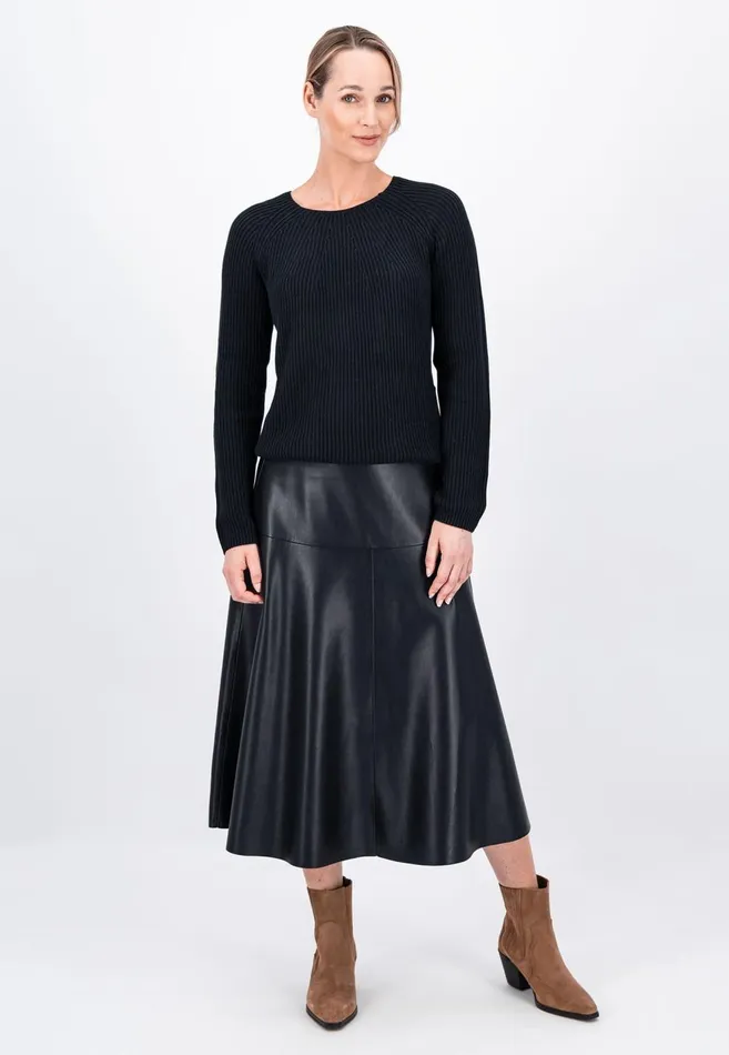 FYNCHHATTON Midi Skirt In Leather Look Black Women Skirts