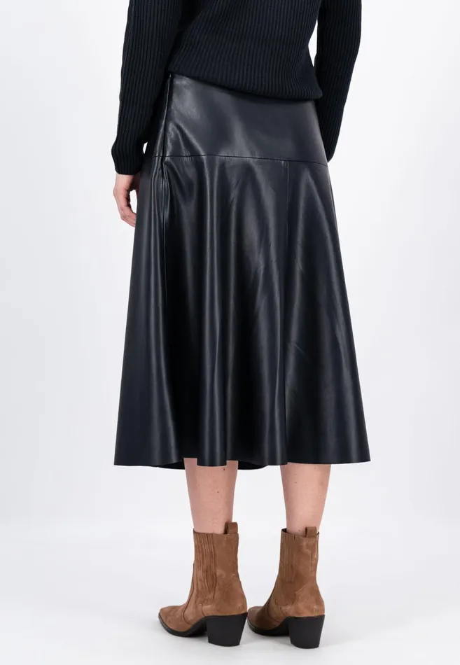 FYNCHHATTON Midi Skirt In Leather Look Black Women Skirts